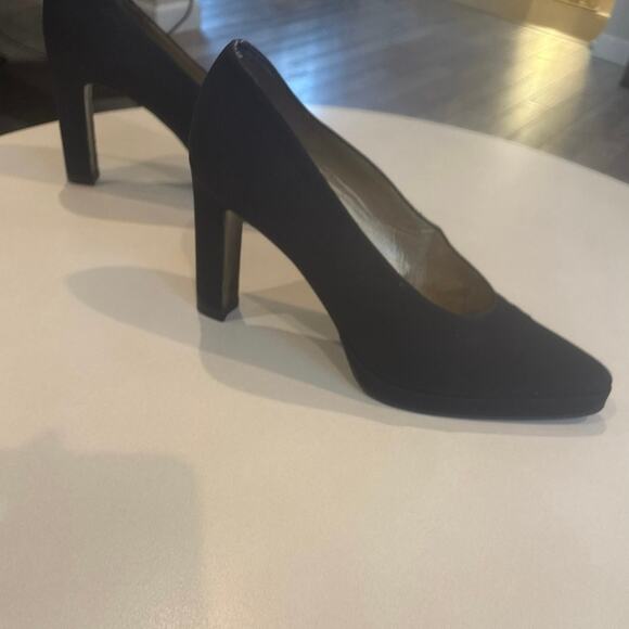 Vintage Yves Saint Laurent Black Platform Heel Pumps Size 8 - Picture 9 of 10